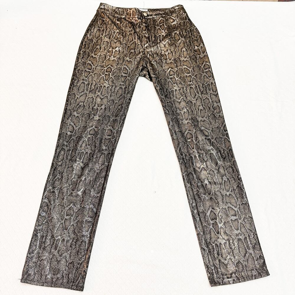 Superdown Metallic Snakeskin Patterned Print Pant… - image 2